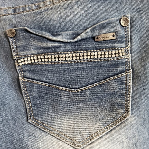 Original Denim Distressed Rhinestone Faded Jeans Women Size 42 eur - Picture 12 of 12